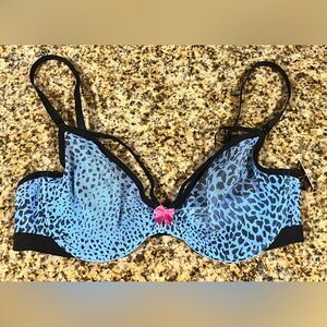 Parade Animal Print underwire bra Size Small Blue Black Pink Bow